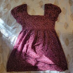 American Eagle Outfitters Burgandy Patterned Tunic Dress